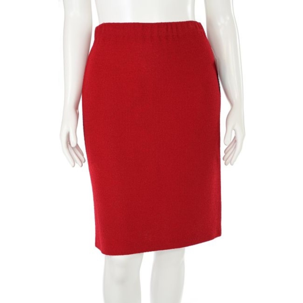 St. John Vibrant Red Knit Pencil Skirt